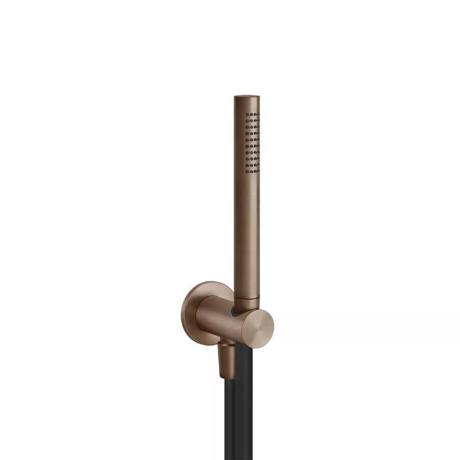 Gessi 316 Antikalk-Stabhandbrause mit Wandanschlussbogen und Halterung zur Wandmontage, Schlauch 1,50m, 1/2 Anschluss, kupfer gebürstet PVD - 54023708