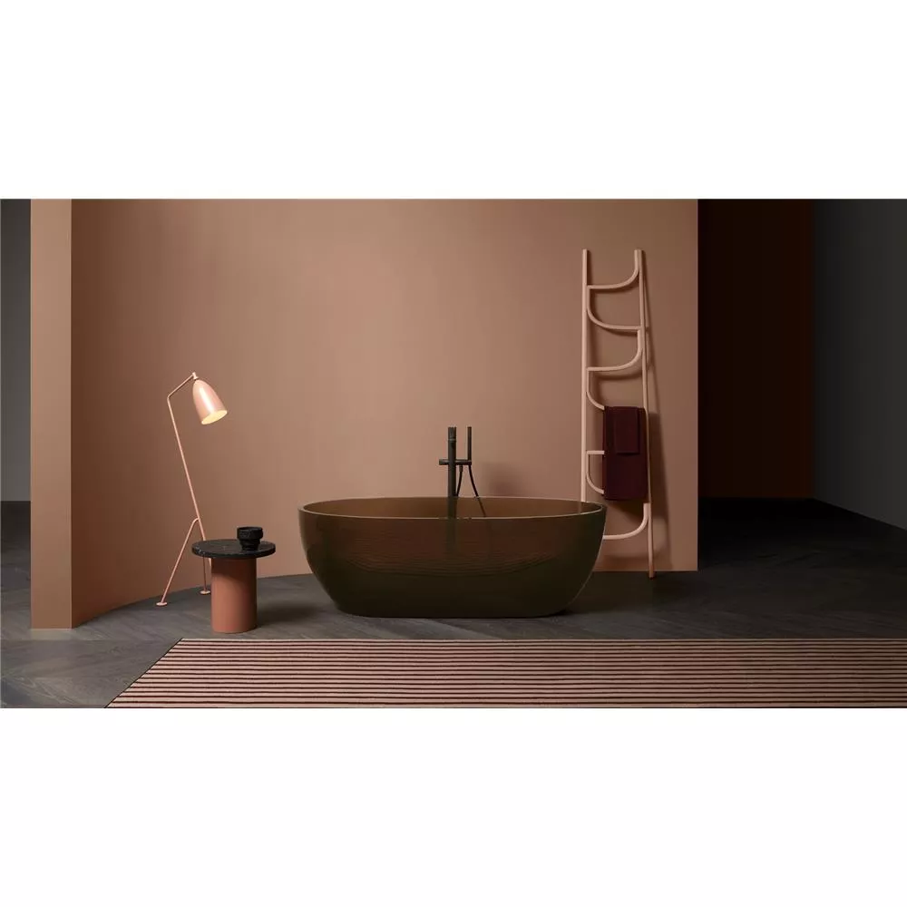 antoniolupi REFLEX freistehende Badewanne aus Cristalmood®, 167x86x53cm, barrique, Ablaufgarnitur chrom-REFLEXLU_BARRIQUE