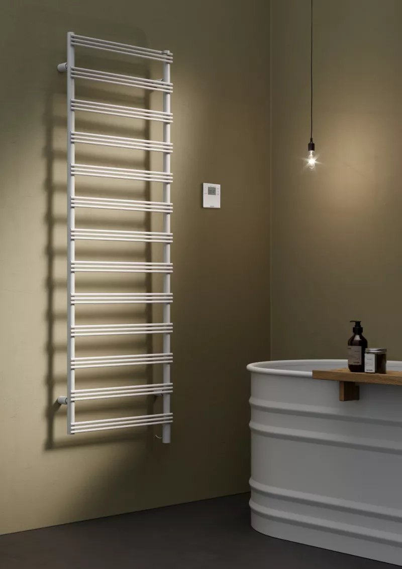 Tubes Radiatori SMART 10 elektrischer Handtuchwärmer mit Design-Verschlusskappe und Standard-Halterung, Breite: 40cm, Höhe: 77,5cm, lackiert nach Kategorie C0-SM10EL#080040T6ST-C0