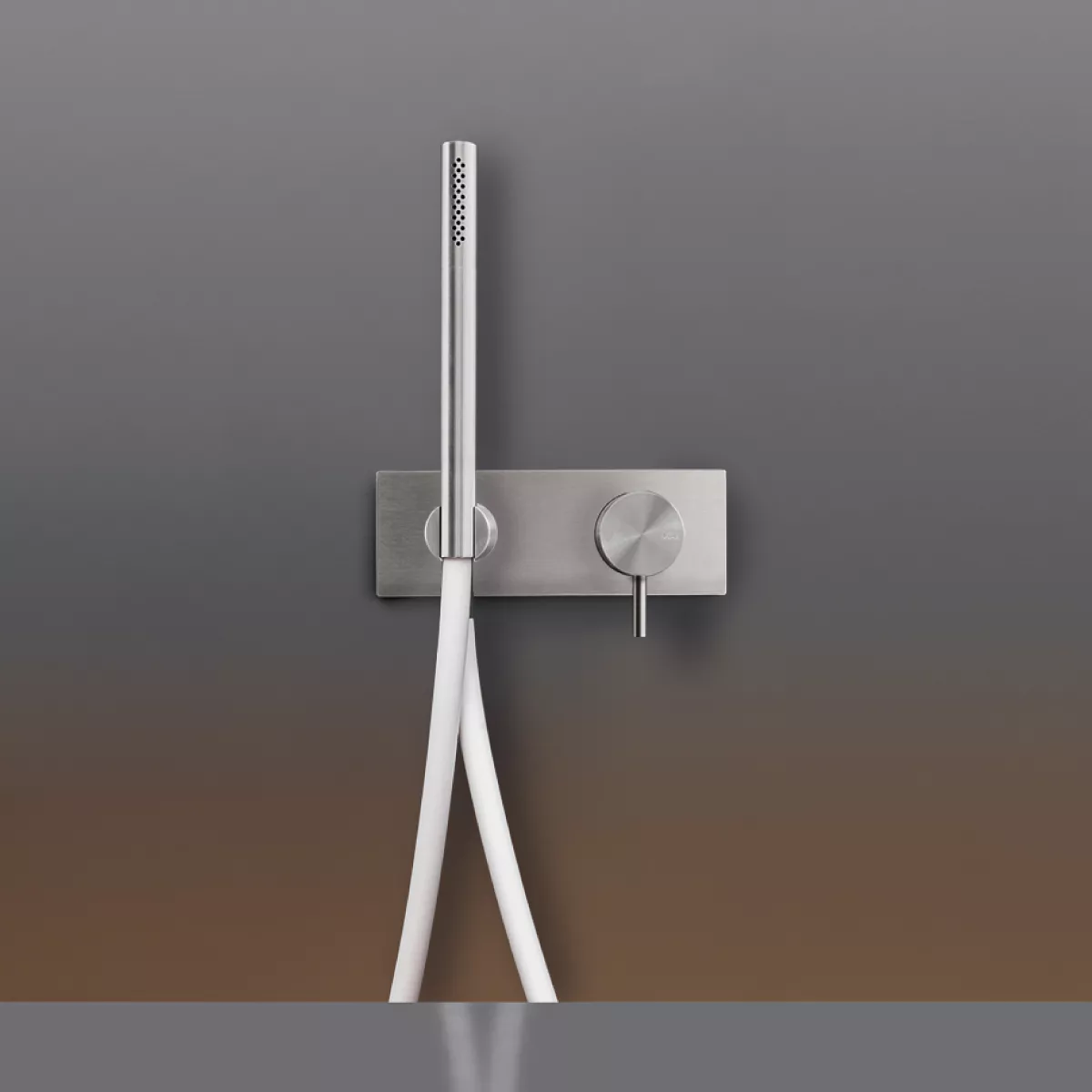 cea MIL 84 Wand-Brause-Eingriffmischer mit Stabhandbrause, edelstahl satiniert, Schlauch weiß-MIL84WS