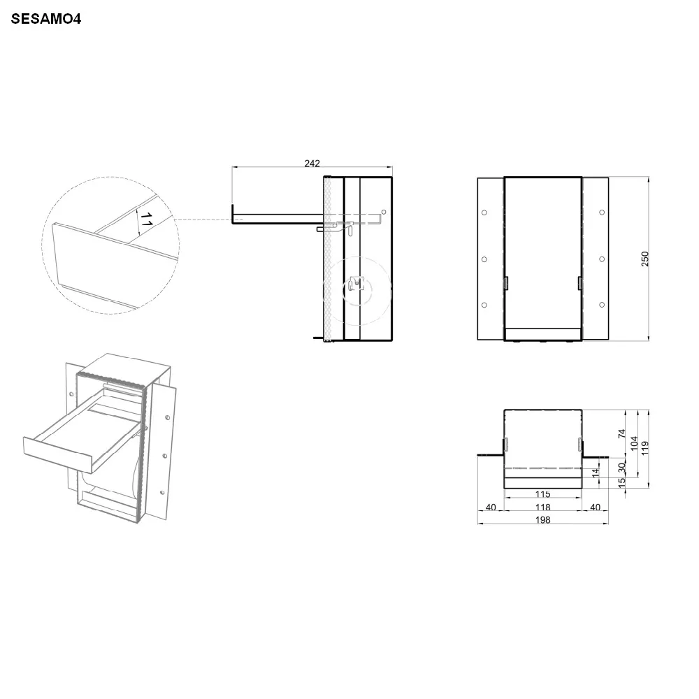 antoniolupi SESAMO 4 WC-Papierhalter aluminium finish-SESAMO4