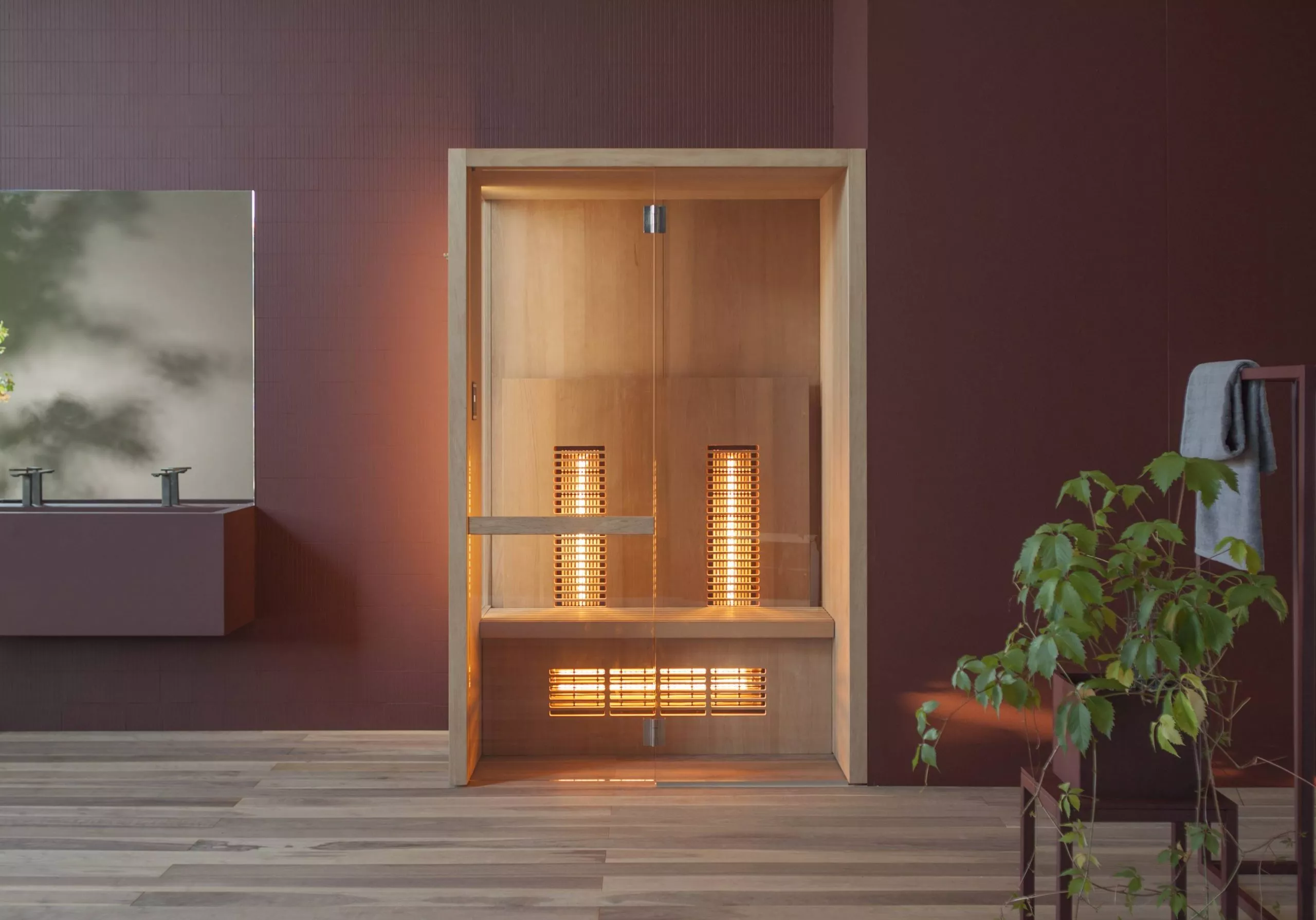 effe NATURAL IR Sauna, B:140cm, H:214cm, T:105cm, thermisch behandeltes Espenholz-NT30000001