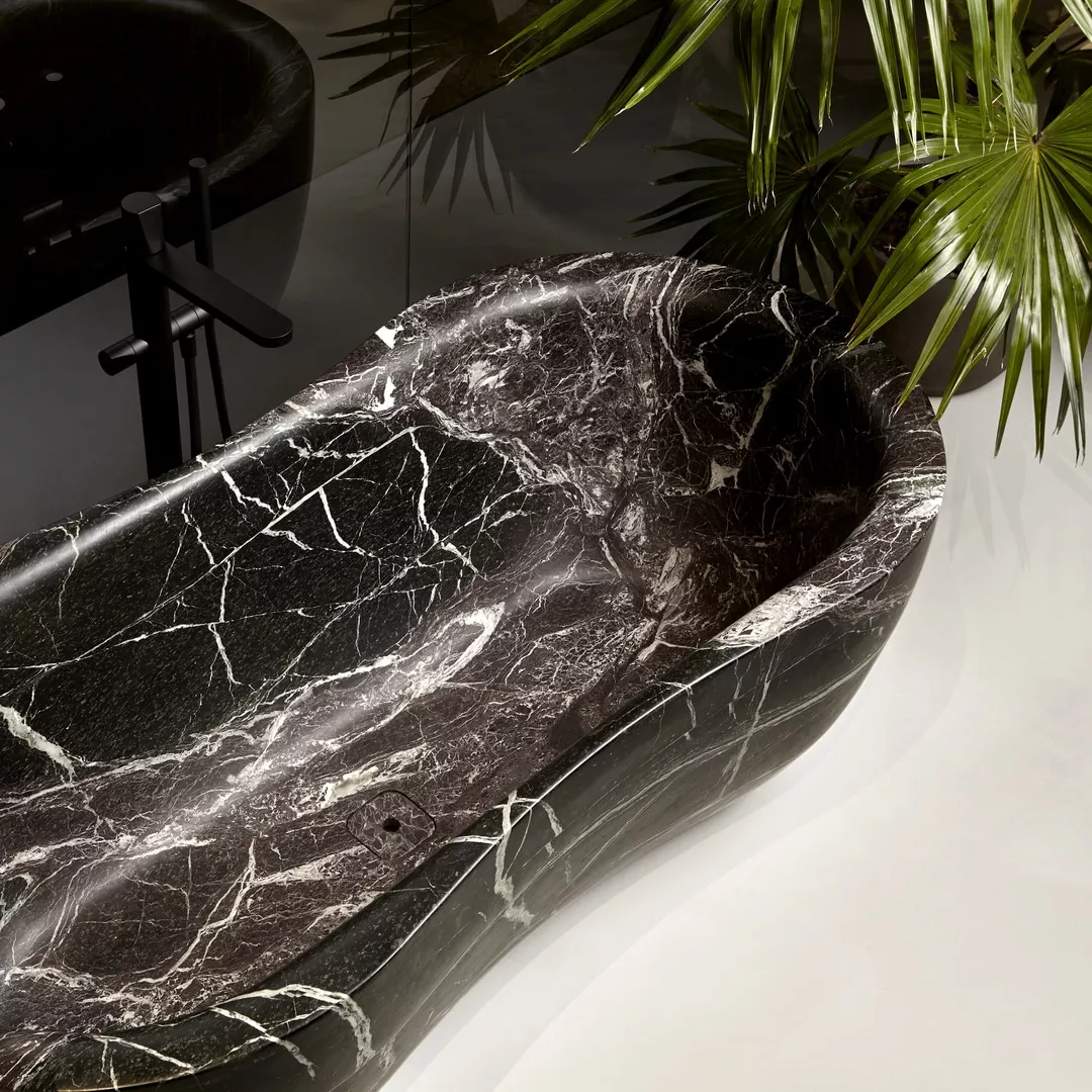 antoniolupi FIDA freistehende Oval-Badewanne aus Naturstein, 170x80x55cm, rosso levanto - FIDA-ROSSOLEVANTO