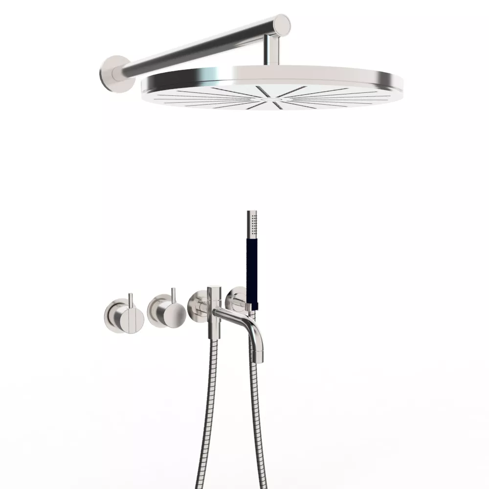 vola 2441DT8-061 UP-Wannen-Einhebelmischer mit 2-Wege-Umstellung, Ausladung:200mm, Wand-Regenbrause 060, Hebel:25mm, chrom-2441DT8-061-16