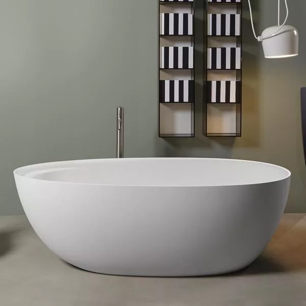 antoniolupi ECLIPSE SMALL freistehende Badewanne, 160x75x53cm, weiß matt, Ablaufgarnitur weiß matt-ECLIPSES