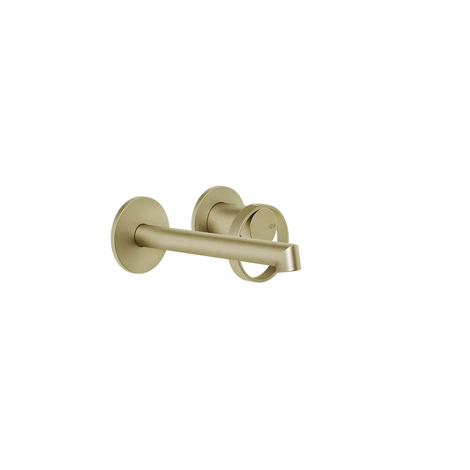 Gessi ANELLO Außenteil für Waschtisch-Einhebelmischer mit Auslauf zur Wandmontage, Ausladung: 130-160mm, mit einzelnen Rosetten 65mm, ohne Ablaufgarnitur, messing gebürstet PVD - 63381727 Gessi ANELLO Außenteil für Waschtisch-Einhebelmischer mit Auslauf zur Wandmontage, Ausladung: 130-160mm, mit einzelnen Rosetten 65mm, ohne Ablaufgarnitur, messing gebürstet PVD - 63381727