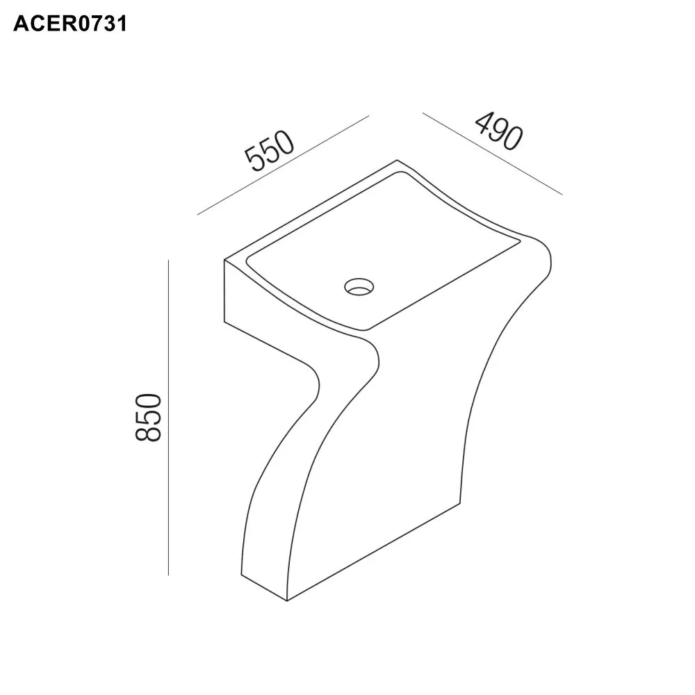 Agape LITO 1 freistehendes Waschbecken aus Naturstein, Breite: 55cm, Tiefe: 49cm, Höhe: 85cm, inklusive Ablaufgarnitur, bianco carrara - ACER0731MC