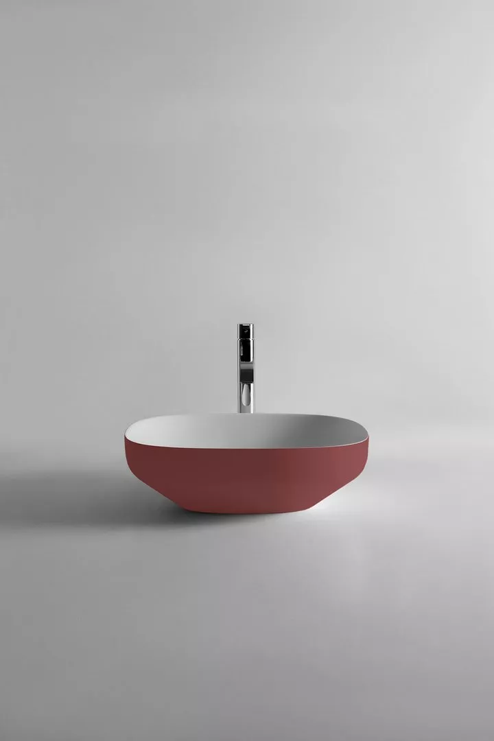 antoniolupi AGO Aufsatzbecken aus Flumood®, Breite: 50cm, Tiefe: 45cm, Höhe: 15cm, innen weiß matt, außen lackiert nach antoniolupi Farbkarte-AGO3-5-DIV