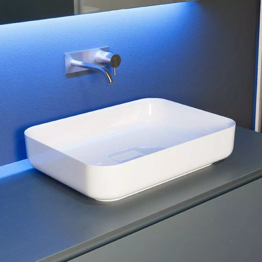 antoniolupi BOLOMOOD rechteckiges Aufsatzbecken aus Flumood®, 54x40cm, weiß matt-BOLOMOOD54-2