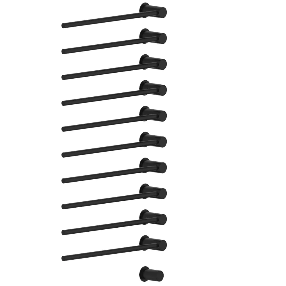 vola T39EL/10 Unterputz-Handtuchwärmer für Elektroanschluss, Breite:555mm, mit 10 Heizstäben, schwarz matt-T39EL/10-27