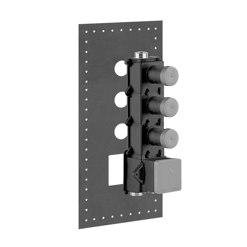 Gessi Unterputzkörper für 3-Wege-Hochleistungsthermostat zur Wandmontage, 3/4 Anschluss, Thermostatkartusche, Keramik-Ventile und Rückflussverhinderer, chrom - 43105031