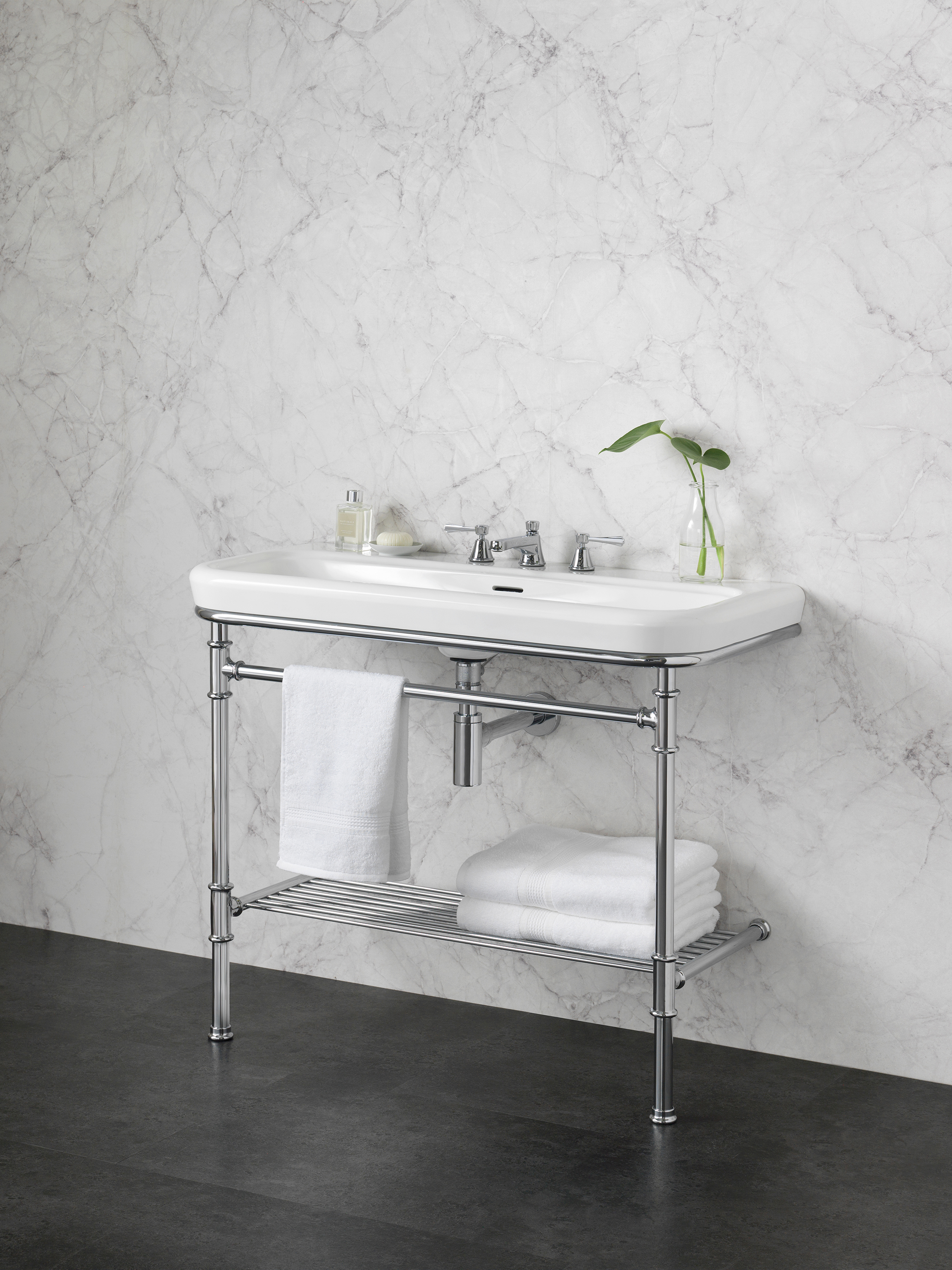 victoria + albert METALLO 100 Waschbeckenständer mit Waschbecken-MET-100-3TH-PC