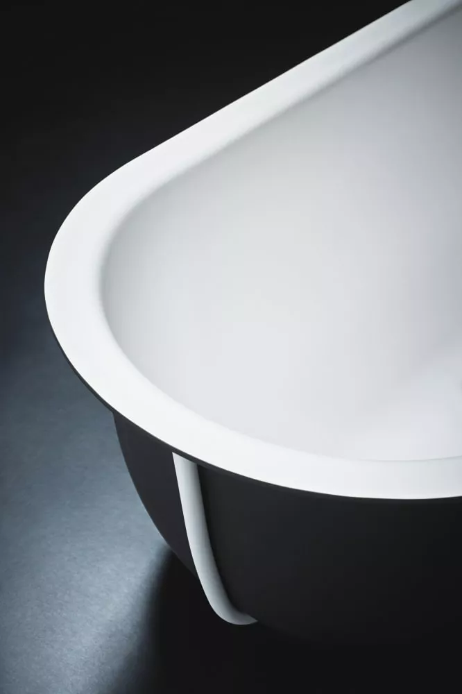 Agape CUNA freistehende Badewanne aus Solid Surface, Breite: 165,5cm, Tiefe: 78,5cm, Höhe: 52cm, inklusive Ablaufgarnitur, Gestell aus rostfreiem Stahl in weiß matt, Wanneninnenraum weiß matt, außen dunkelgrau - AVAS1079ZGZ Agape CUNA freistehende Badewanne aus Solid Surface, Breite: 165,5cm, Tiefe: 78,5cm, Höhe: 52cm, inklusive Ablaufgarnitur, Gestell aus rostfreiem Stahl in weiß matt, Wanneninnenraum weiß matt, außen dunkelgrau - AVAS1079ZGZ