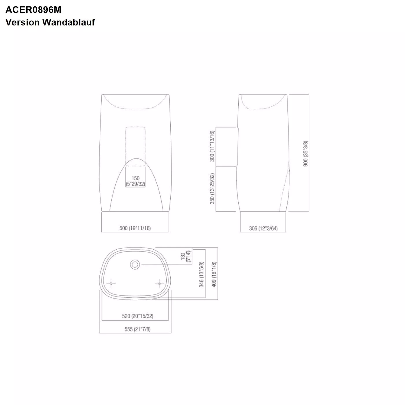 Agape PEAR C freistehendes Waschbecken aus Cristalplant® mit Wandablauf, Breite: 55,5cm, Tiefe: 40,9cm, Höhe: 90cm, inklusive Ablaufgarnitur, weiß matt - ACER0896MZ