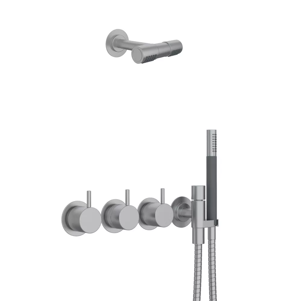 vola 5471R-081D Unterputz-Brause-Thermostat mit 2-Wege-Umstellung und Doppel-Wand-Kopfbrause 080D, chrom matt-5471R-081D-20