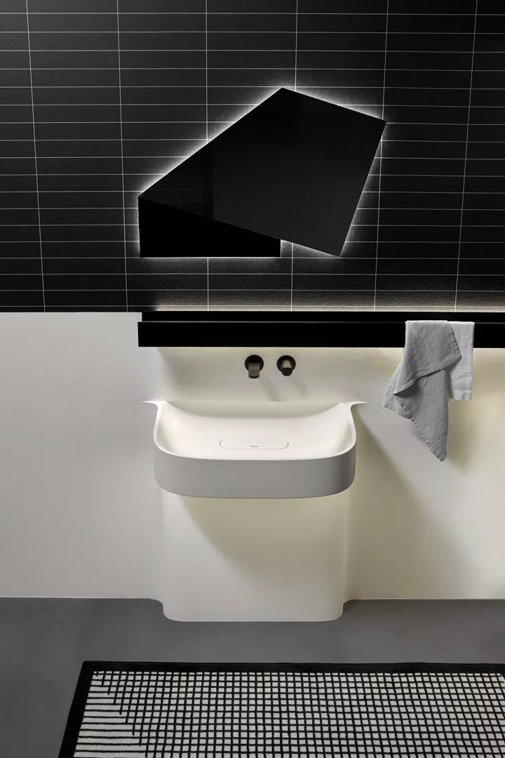 antoniolupi FLUIDO Wandeinbaubecken, 94x51,5x95cm, mit LED-Beleuchtung, weiß matt-FLUIDO