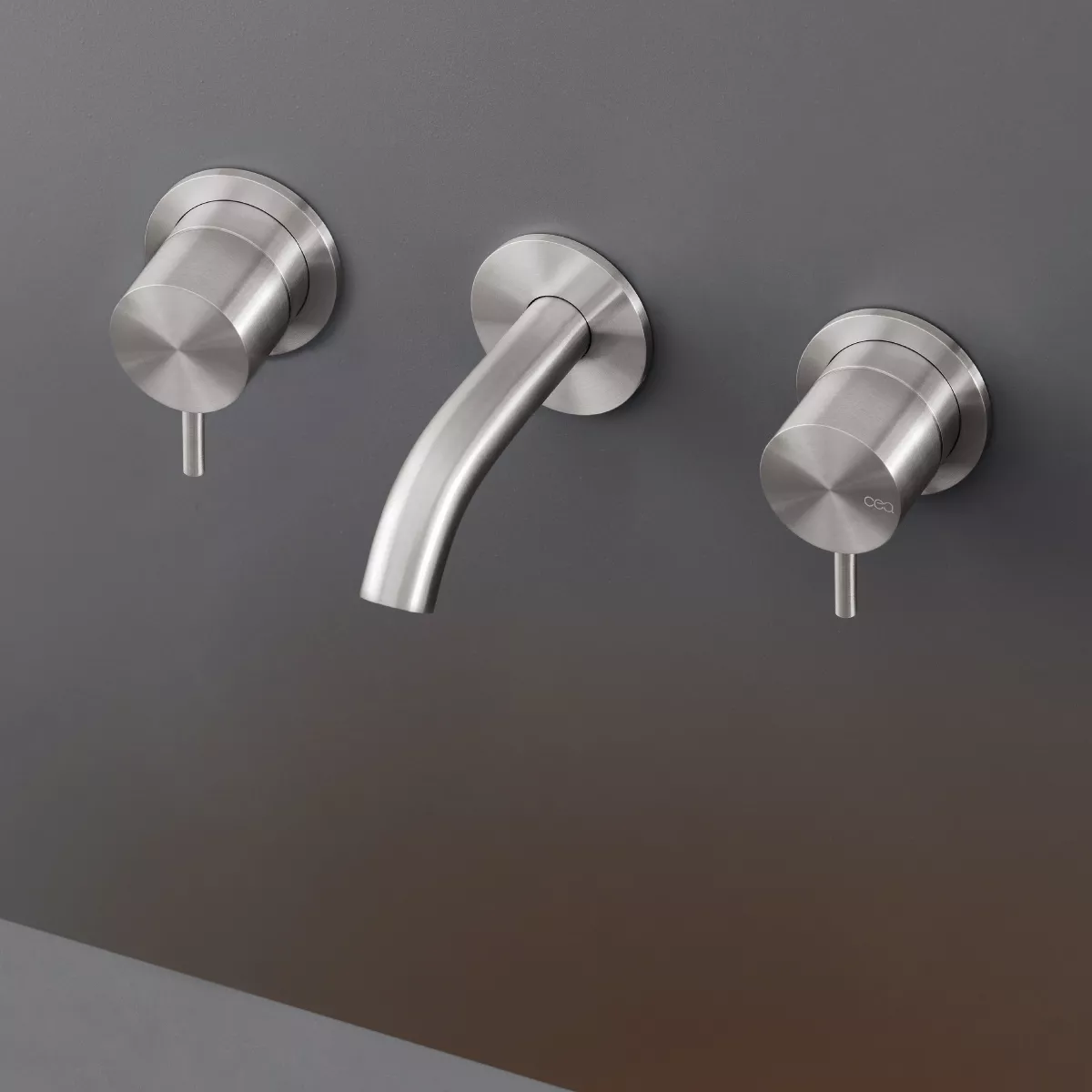 cea MIL 37 Wand-Waschtisch-Zweigriffmischer, Ausladung:125mm, edelstahl satiniert-MIL37S