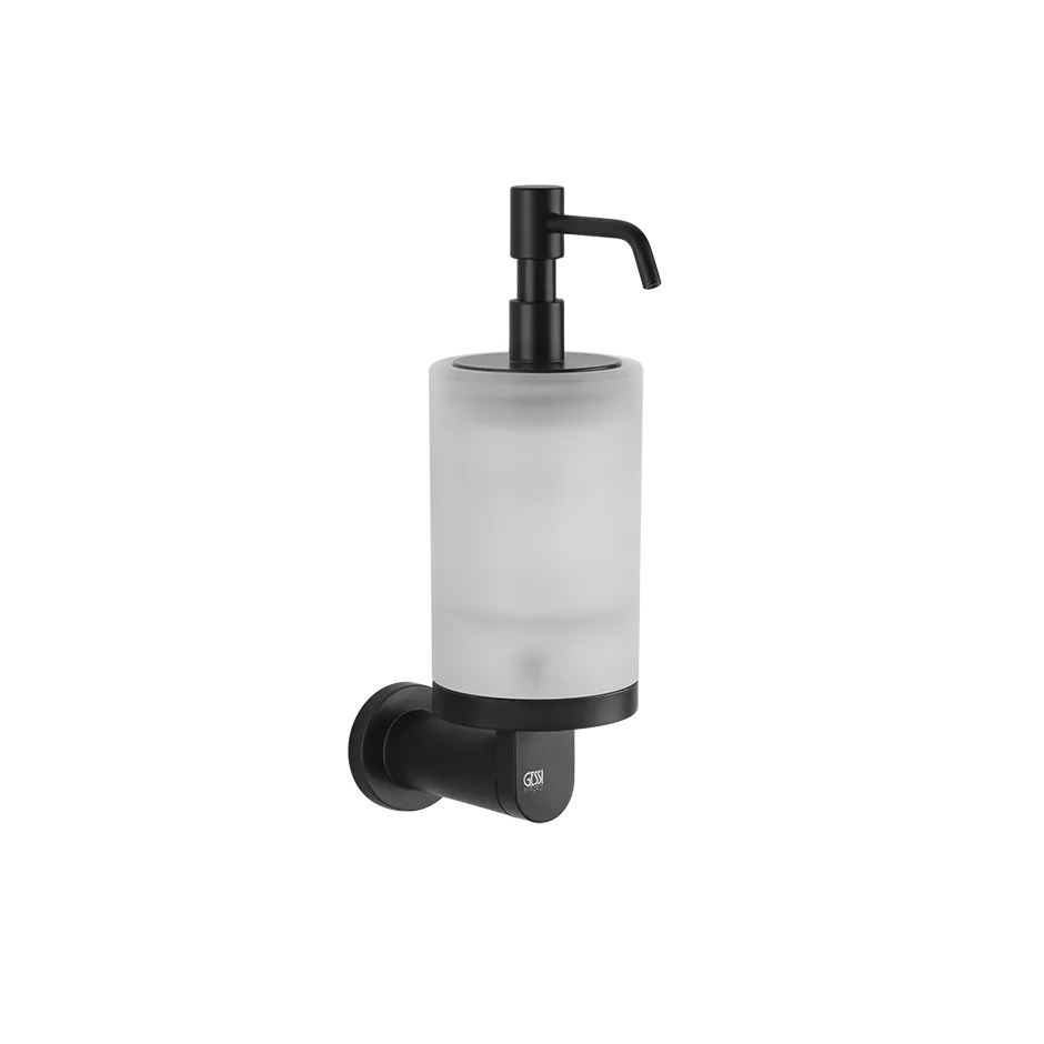 Gessi EMPORIO Seifenspender mit Becher aus satiniertem Glas zur Wandmontage, schwarz matt - 38815299 Gessi EMPORIO Seifenspender mit Becher aus satiniertem Glas zur Wandmontage, schwarz matt - 38815299