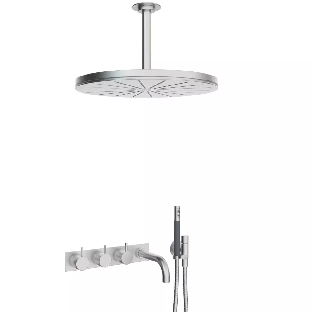 vola Combi-16 Unterputz-Wannen-Thermostat mit 3-Wege-Umstellung, Hebel:25mm, edelstahl-Combi-16-40
