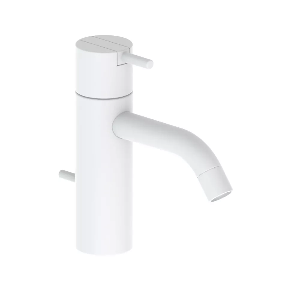 vola HV3+30 Waschtisch-Einhebelmischer, Höhe:150mm, Ausladung:114mm, mit Ablaufgarnitur, Hebel:25mm, weiß matt-HV3+30-28