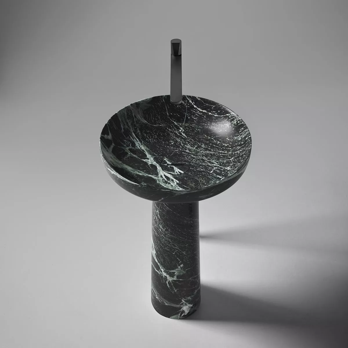 antoniolupi AGO freistehendes Waschbecken aus Naturstein, Durchmesser: 50cm, Höhe: 85cm, verde alpi-AGO185-VERDEALPI