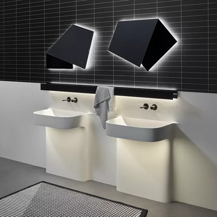 antoniolupi FLUIDO Wandeinbaubecken, 94x51,5x95cm, mit LED-Beleuchtung, weiß matt-FLUIDO