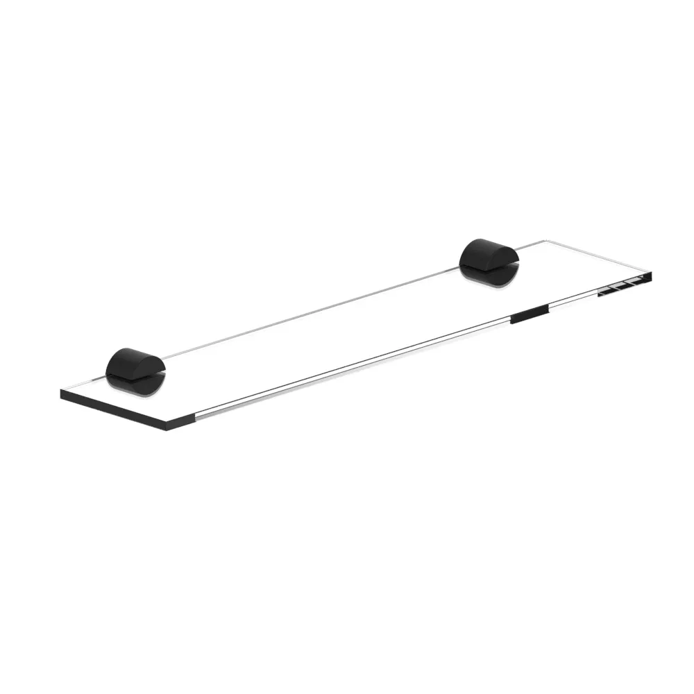 vola T25G Ablage 550mm mit Glasplatte mit Glasplatte (8mm) klar, schwarz matt/klar-T25G-27