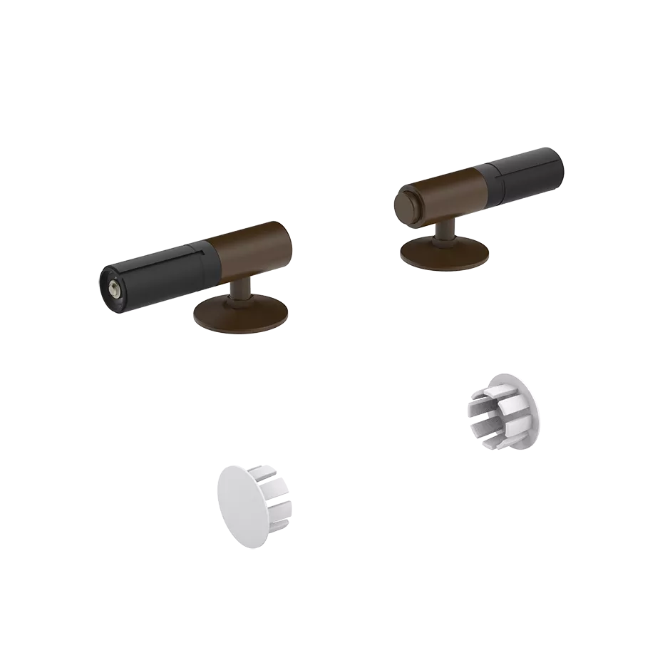 Gessi 316 WC-Sitz-Scharniere mit Absenkautomatik für WC-Sitz 39168, mit seitlichen Abdeckstöpsel für Wand-WC, dunkles bronze - 39184845