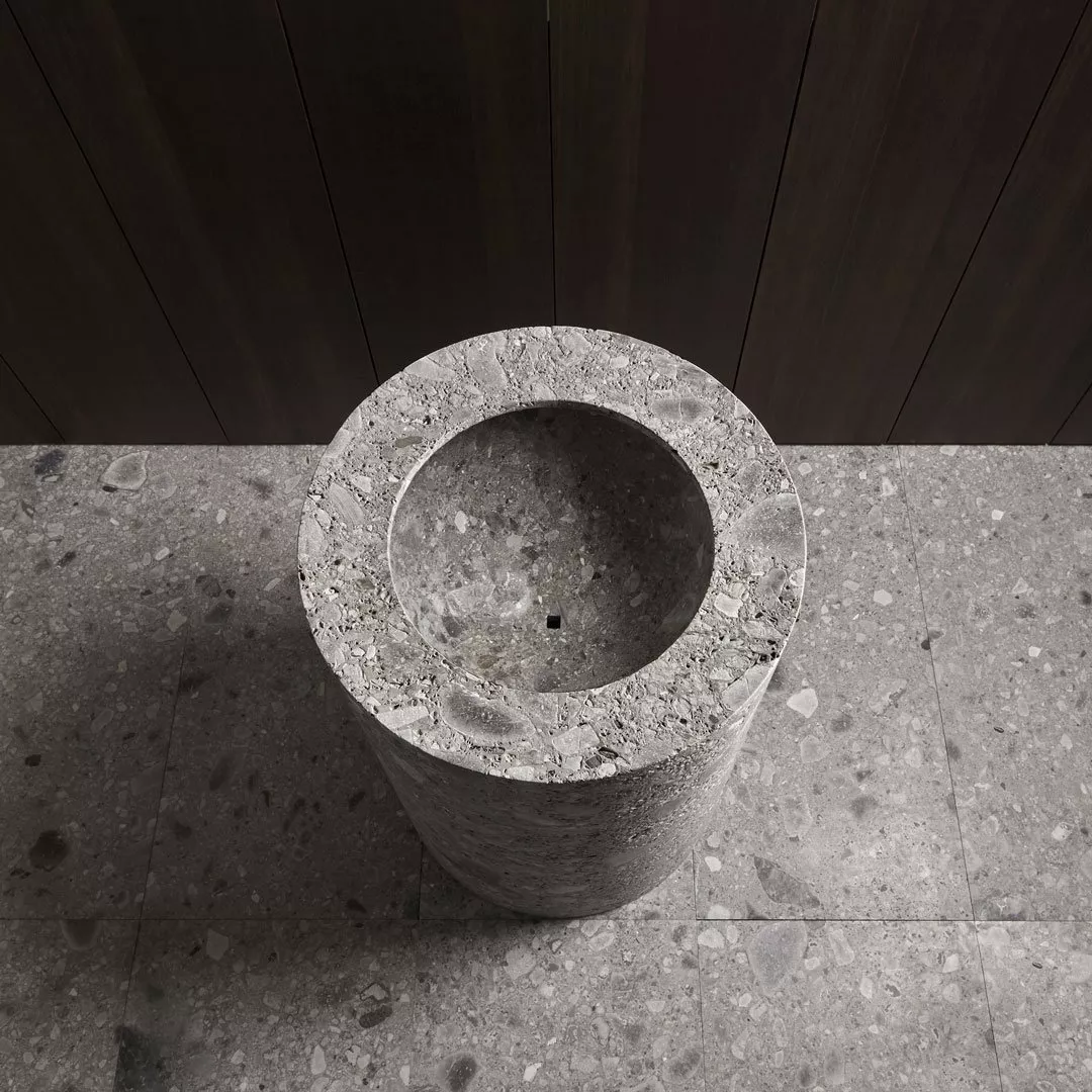 antoniolupi ANIMA LIQUIDA freistehendes Waschbecken aus Naturstein, D:62cm, H:89,5cm, ceppo di grè-ANIMAL62