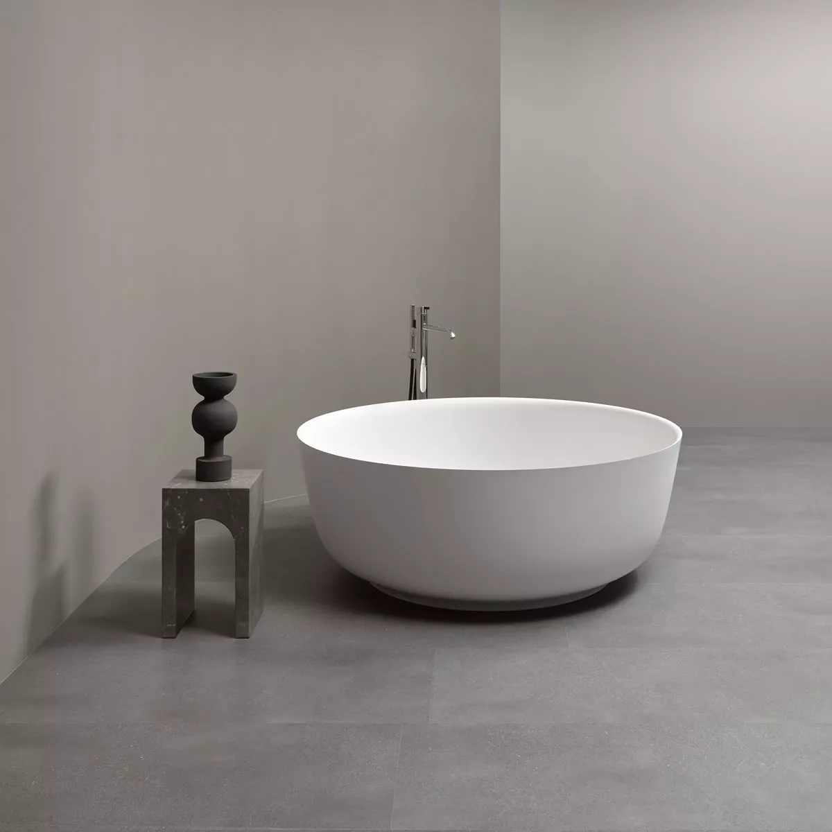 antoniolupi ORION freistehende Badewanne aus Cristalplant®, Durchmesser: 135cm, Höhe: 50cm, weiß matt - ORION135