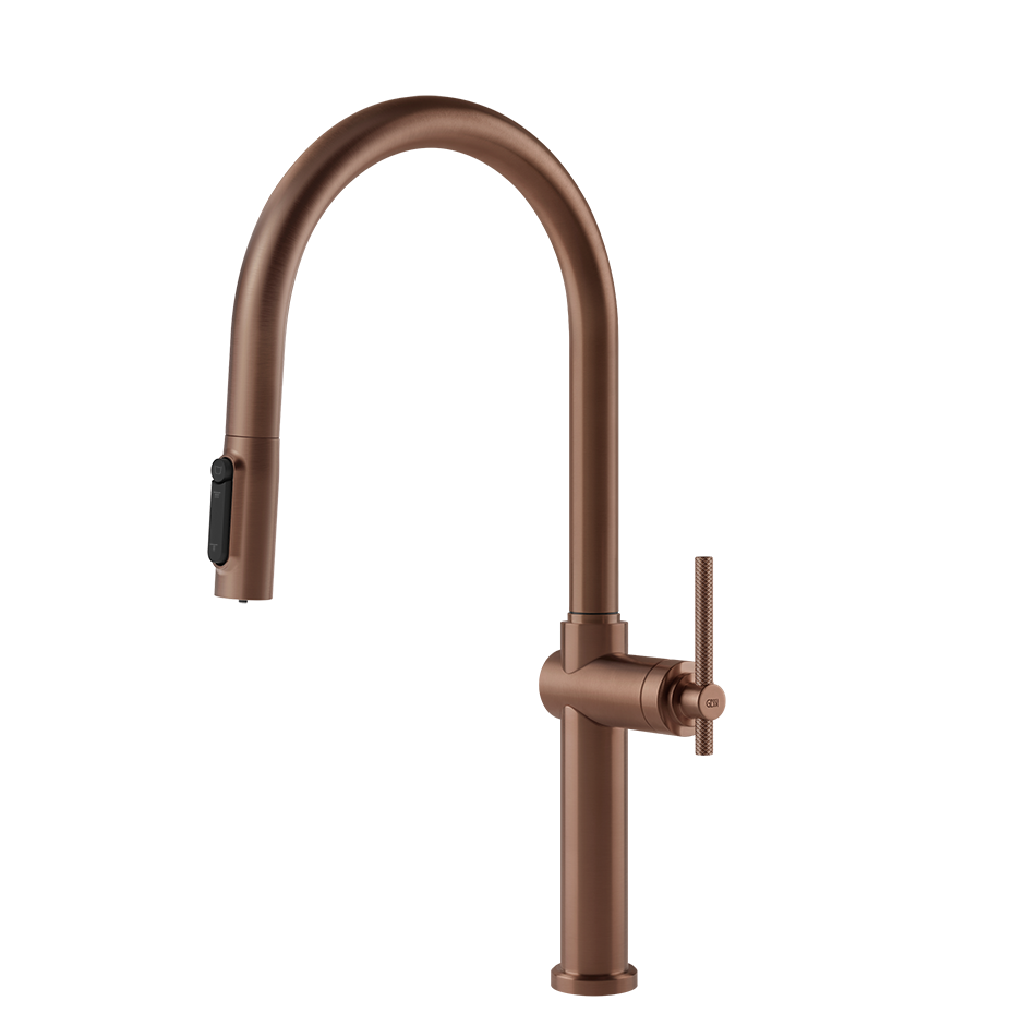 Gessi HABITO FILTERED Einhebelmischer mit Schwenkarm und Auszugsbrause mit 2 Strahlfunktionen, mit Filterwasserfunktion, zur Kombination mit dem Filtrationskit 01595, kupfer gebürstet PVD - 60872708