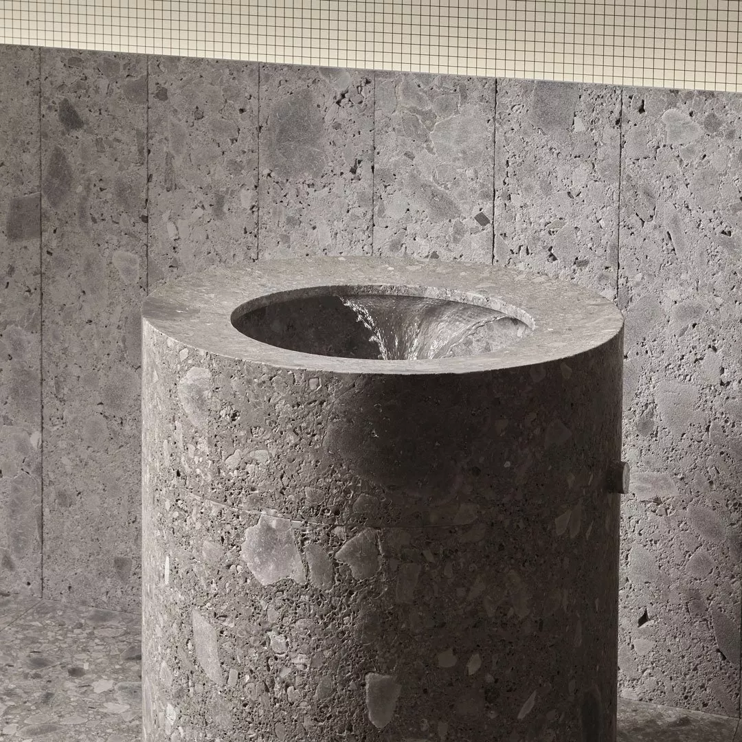 antoniolupi ANIMA LIQUIDA freistehendes Waschbecken aus Naturstein, D:62cm, H:89,5cm, ceppo di grè-ANIMAL62