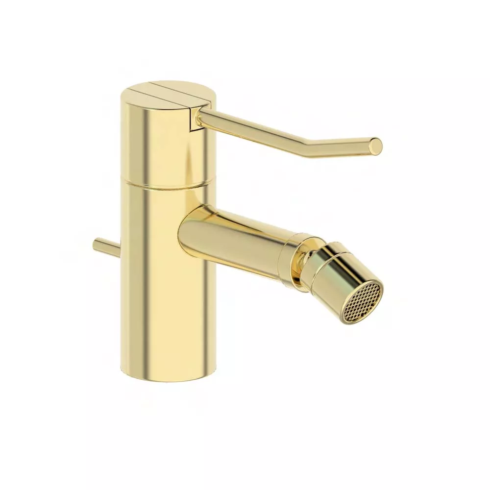 vola HV4L Bidet-Einhebelmischer, Höhe:120mm, Ausladung:114mm, mit Ablaufgarnitur, Hebel:100mm, messing poliert-HV4L-19