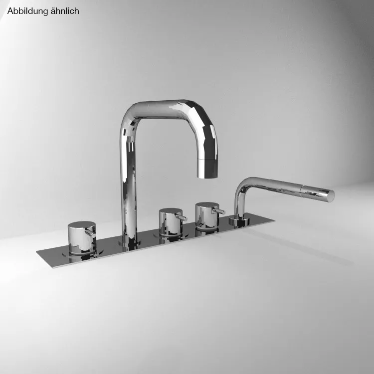 vola BK11A Wannen-Zweigriffmischer mit Brause für Fliesenbank, Ausladung:200mm, Hebel:25mm, chrom-BK11A-16