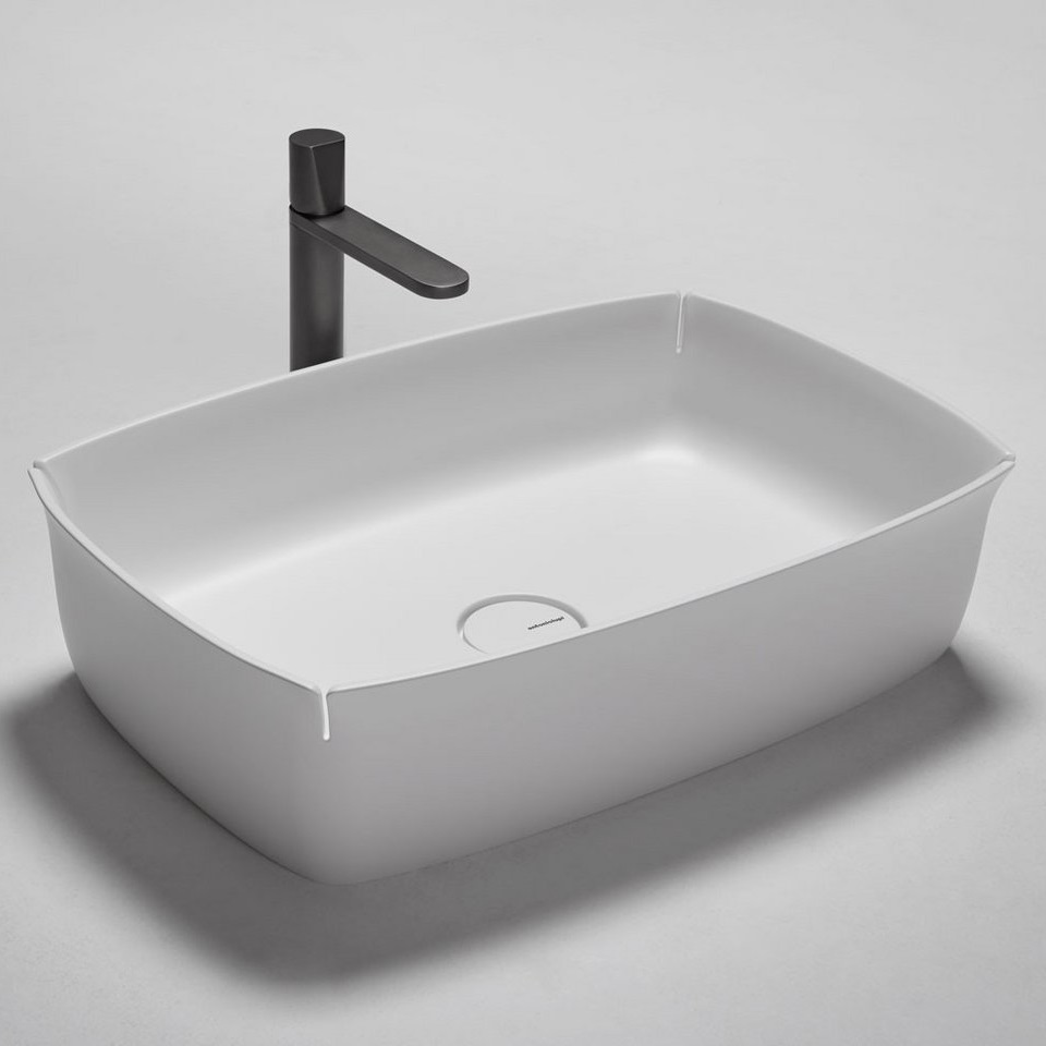 antoniolupi BLOOM rechteckiges Aufsatzbecken aus Flumood®, 61x41cm, weiß matt-BLOOM-2