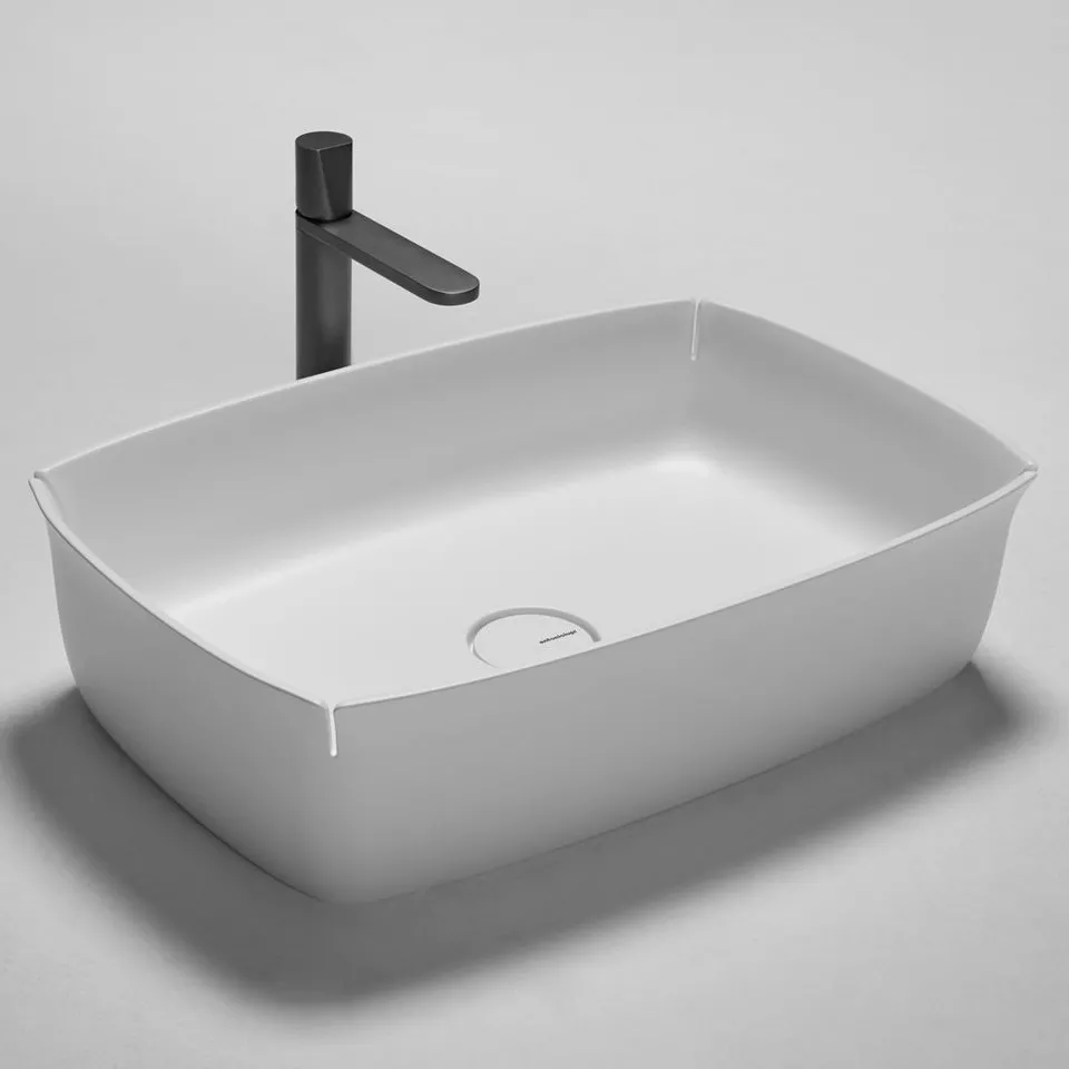 antoniolupi BLOOM rechteckiges Aufsatzbecken aus Flumood®, 61x41cm, weiß matt-BLOOM-2