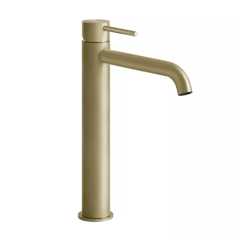 Gessi 316 FLESSA Waschtisch-Einhebelmischer mit Auslauf zur Tischmontage, Ausladung: 156mm, 3/8 Anschluss, hohe Version, Griff-Stifte für Betätigung in 32mm und 61mm enthalten, messing gebürstet PVD - 54006727