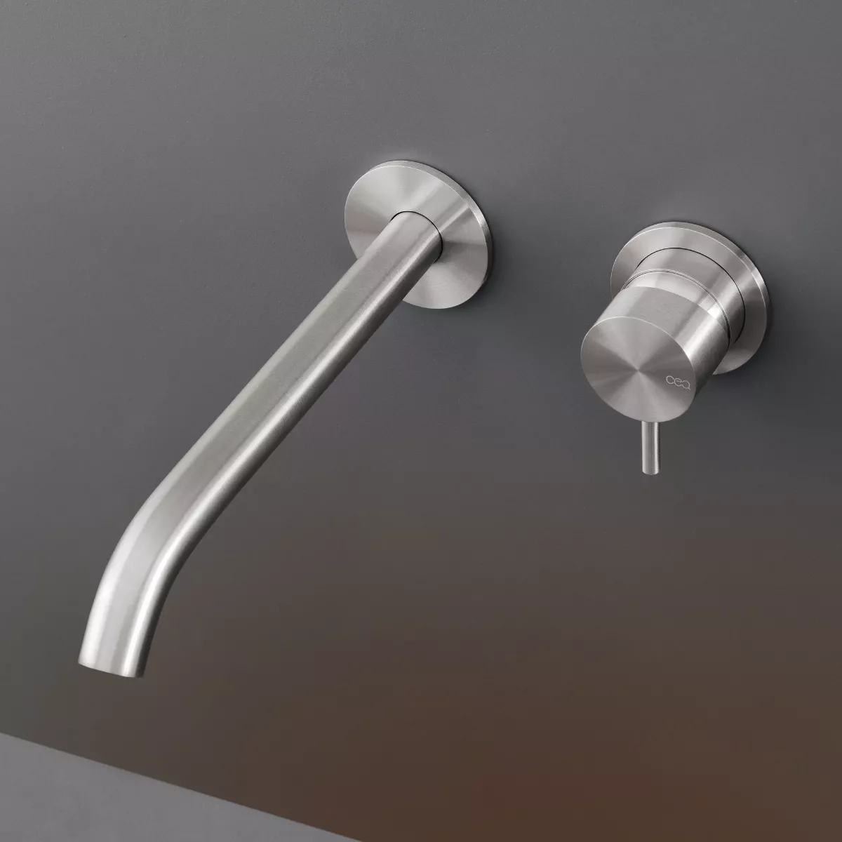 cea MIL 106 Wand-Waschtisch-Eingriffmischer, Ausladung:215mm, edelstahl satiniert-MIL106S