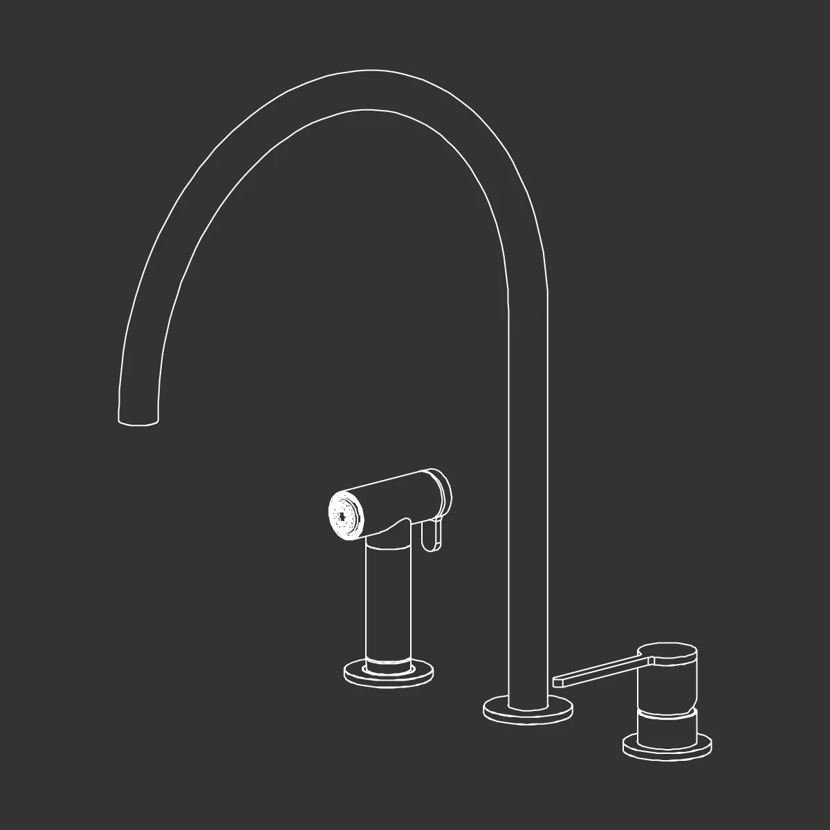 ceadesign INNOVO Dreilocharmatur mit schwenkbarem Auslauf und herausziehbarer Handbrause, Ausladung: 280mm, automatischer Umsteller, edelstahl satiniert-INV96S