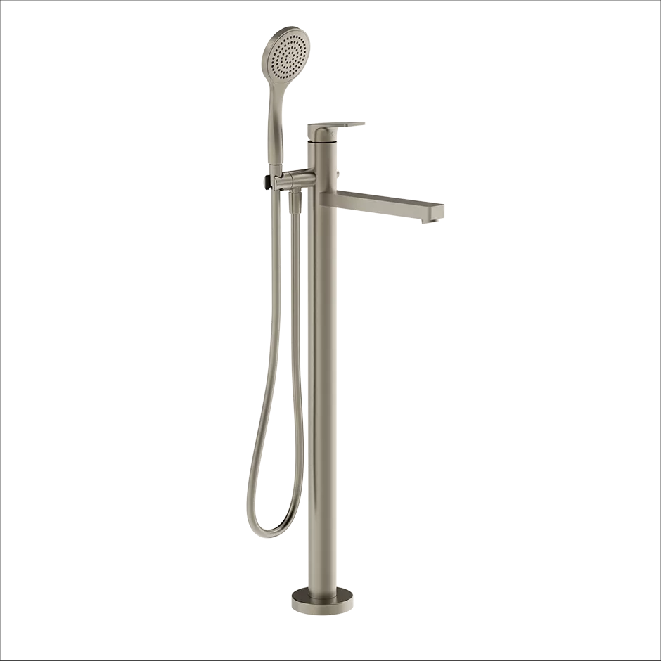 Gessi VIA BIGLI Außenteil für freistehenden Wannenmischer mit Auslauf, Ausladung: 248mm, mit automatischem 2-Wege-Umsteller zum Ziehen, Schlauch 1,50m, Brausehalter und Antikalk-Handbrause, Finox Optik - 62028149 Gessi VIA BIGLI Außenteil für freistehenden Wannenmischer mit Auslauf, Ausladung: 248mm, mit automatischem 2-Wege-Umsteller zum Ziehen, Schlauch 1,50m, Brausehalter und Antikalk-Handbrause, Finox Optik - 62028149