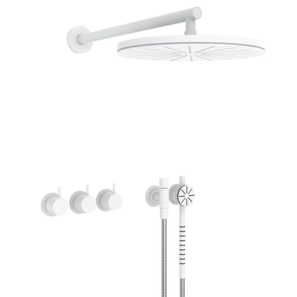 vola 5471S-061 Unterputz-Brause-Thermostat mit 2-Wege-Umstellung, Wand-Regenbrause 060, Hebel:25mm, weiß matt-5471S-061-28