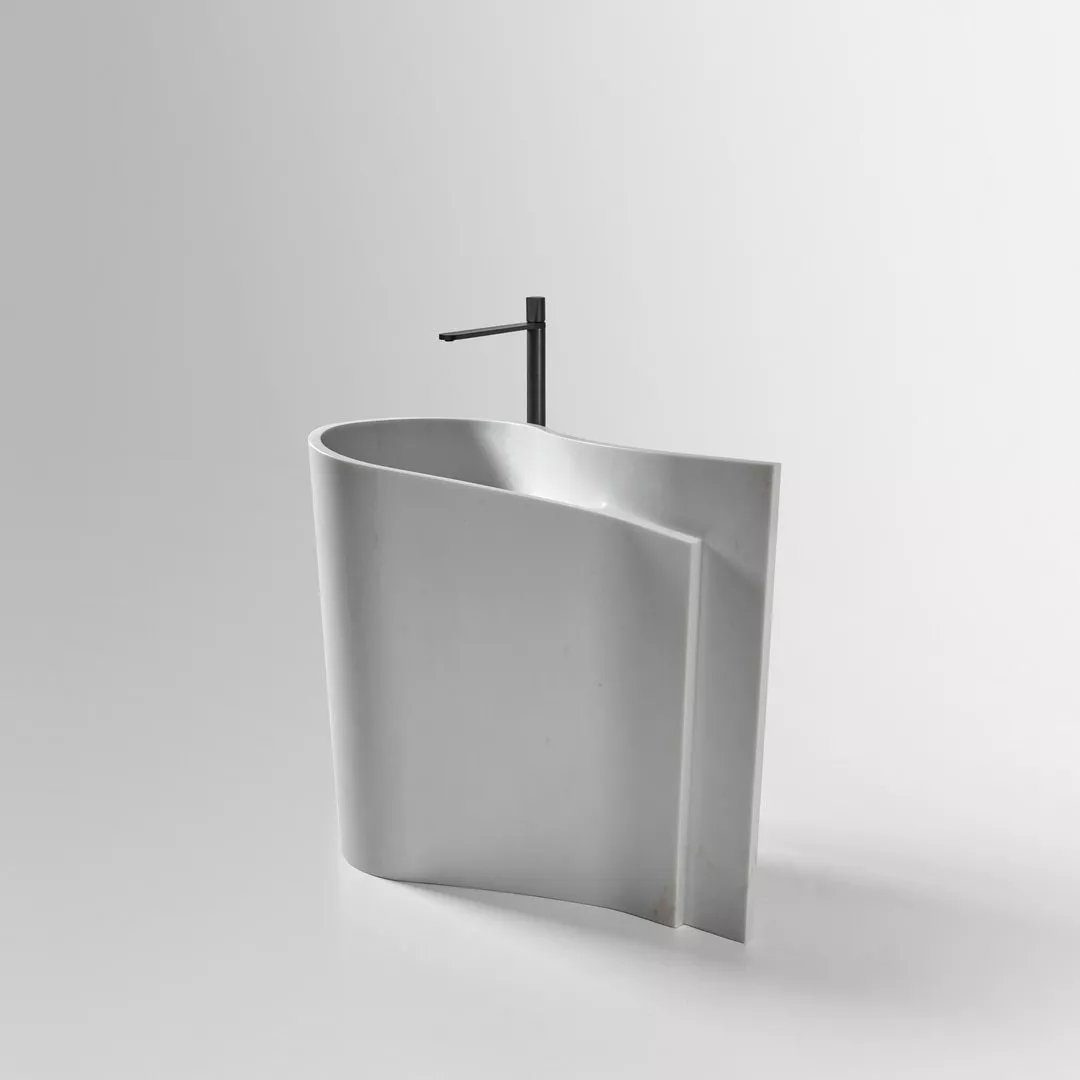 antoniolupi WAVE freistehendes Waschbecken aus Marmor, 103x45x85cm-WAVE-CARRARA
