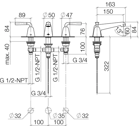 Villeroy & Boch DOMICIL Waschtisch-Dreilochbatterie mit Ablaufgarnitur Ausladung:150mm chrom-20700900-00 Villeroy & Boch DOMICIL Waschtisch-Dreilochbatterie mit Ablaufgarnitur Ausladung:150mm chrom-20700900-00
