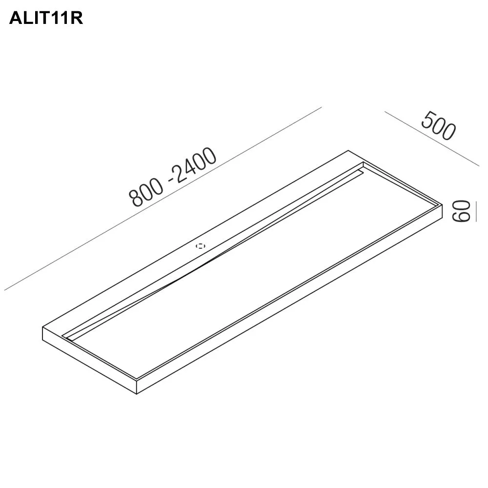 Agape LITORALE Waschtischplatte mit Waschbecken aus Solid Surface und einem Ablauf, Breite: 240cm, Tiefe: 50cm, Höhe: 6cm, 1 Hahnloch, weiß matt - ALIT1-1R2400SS