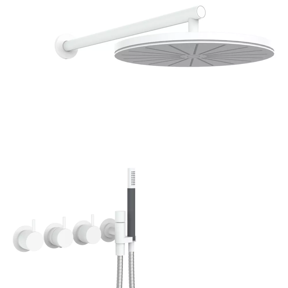 vola 5471R-061 Unterputz-Brause-Thermostat mit 2-Wege-Umstellung, Wand-Regenbrause 060, Hebel:25mm, weiß matt-5471R-061-28