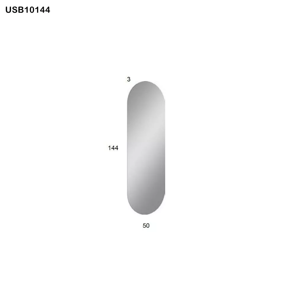 antoniolupi USB LED-Spiegel, Breite: 144cm, Höhe 50cm, oben und unten abgerundet, Lichtfarbe: 3000K, warmweiß-USB10144W-3000