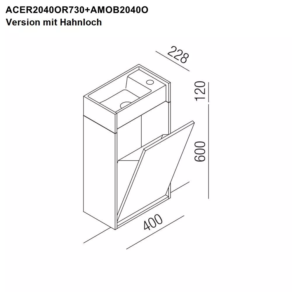 Agape VENTIQUARANTA wandhängender Waschtisch mit Becken aus Zement und Schrank aus lackiertem Holz, Breite: 40cm, Tiefe: 22,8cm, Höhe: 72cm, mit einer Klapptür mit Stoff-Wäschesack, mit Hahnloch, inkl. Ablaufgarnitur, ziegelrot - ACER2040OR730+AMOB2040O Agape VENTIQUARANTA wandhängender Waschtisch mit Becken aus Zement und Schrank aus lackiertem Holz, Breite: 40cm, Tiefe: 22,8cm, Höhe: 72cm, mit einer Klapptür mit Stoff-Wäschesack, mit Hahnloch, inkl. Ablaufgarnitur, ziegelrot - ACER2040OR730+AMOB2040O
