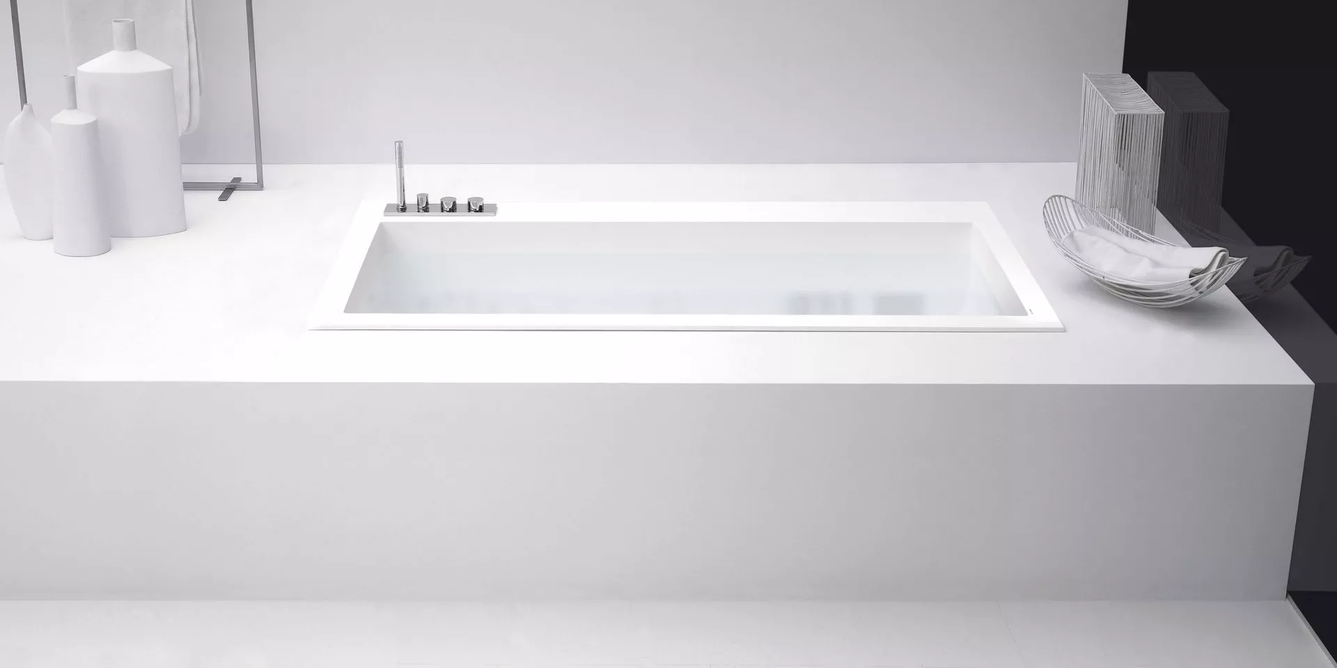 antoniolupi BIBLIO Einbauwanne mit Armaturenrand hinten, 170x80x53,5cm, weiß matt, Ablaufgarnitur chrom-BIBLIO20LU