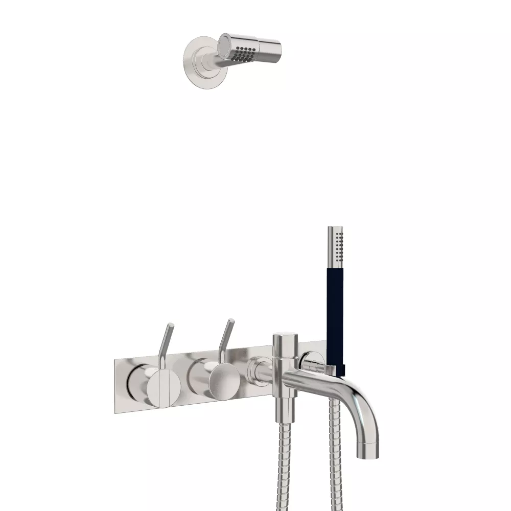 vola 2444DMT8-081 UP-Wannen-Einhebelmischer mit 2-Wege-Umstellung, Ausladung:200mm, mit Wand-Kopfbrause 080, Hebel:60mm, chrom-2444DMT8-081-16