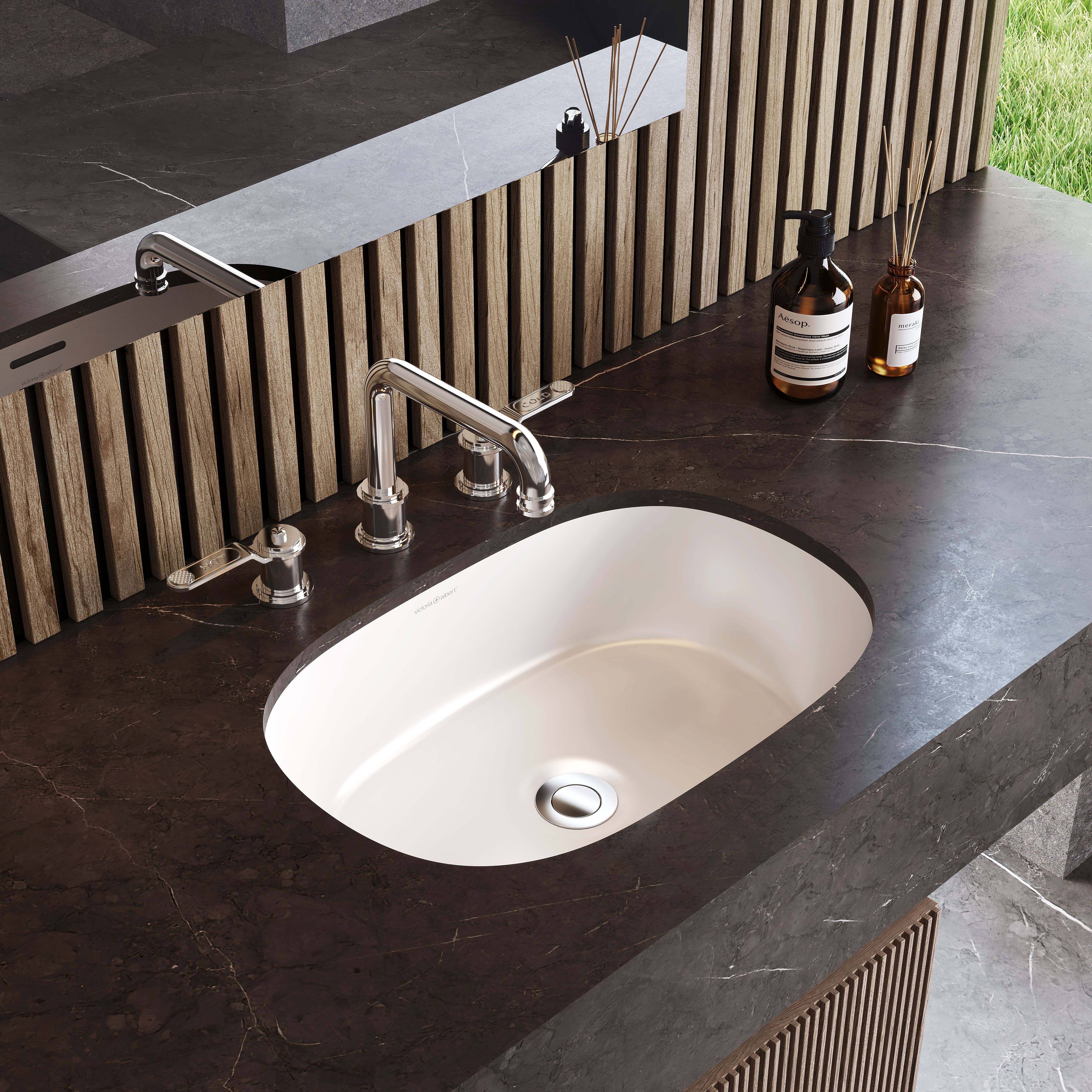 victoria + albert BARCELONA ovales Einbaubecken mit Überlauf, 53,1x35,1x17,1cm-UB-BAR-53-IO